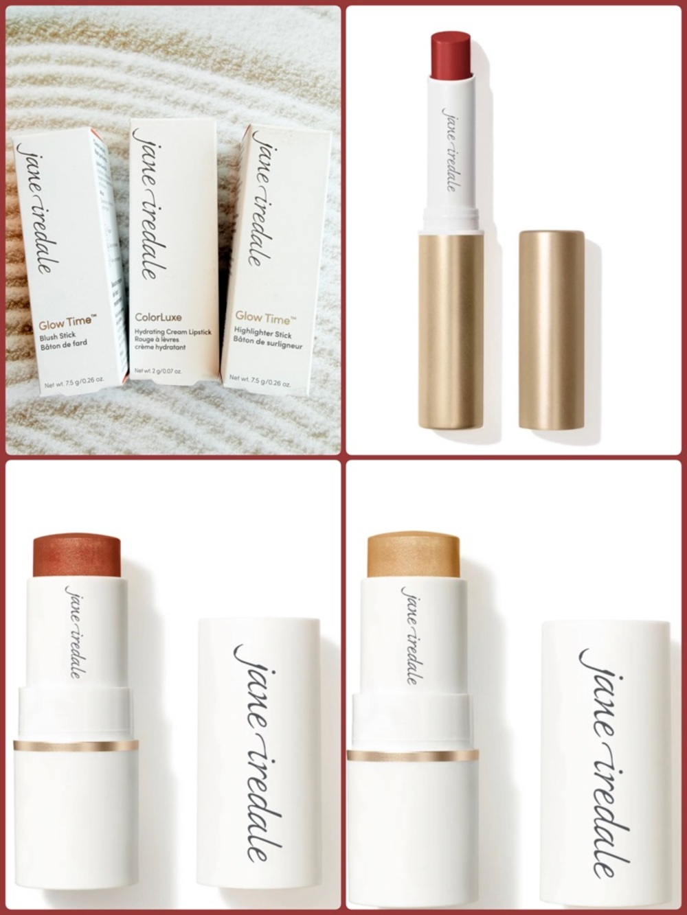 jane iredale blush, highlighter, red lipstick bundle NEW, NWT, BNIB, New Sealed